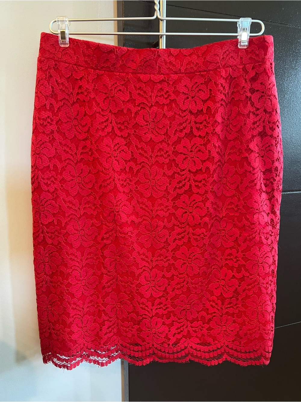 Elle Red Lace Pencil Skirt